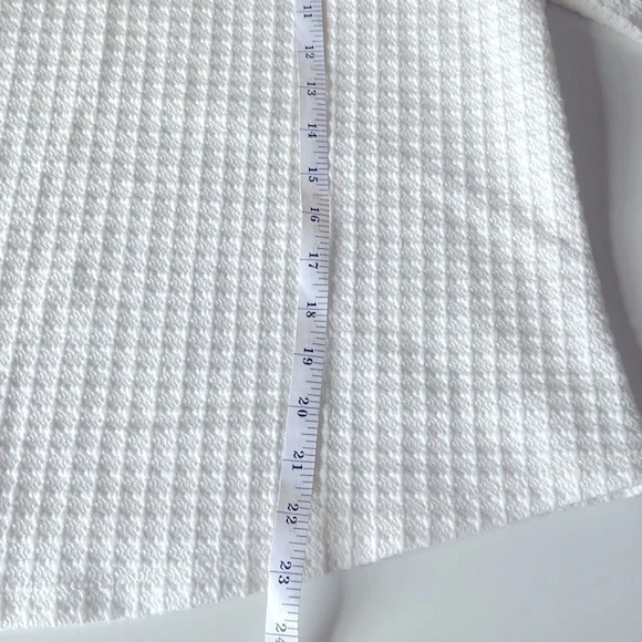 W5 Anthropologie White Waffle Knit Mock Neck Top with 3/4 Length Bell Sleeve - Picture 8 of 8